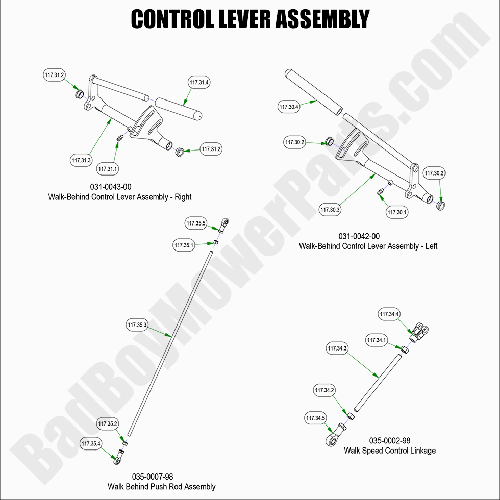 2931 - Bad Boy Mower Parts Lookup > 2022 > Walk Behind > Control Lever Assembly